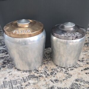 Vintage Metal Flour and Sugar Canisters
